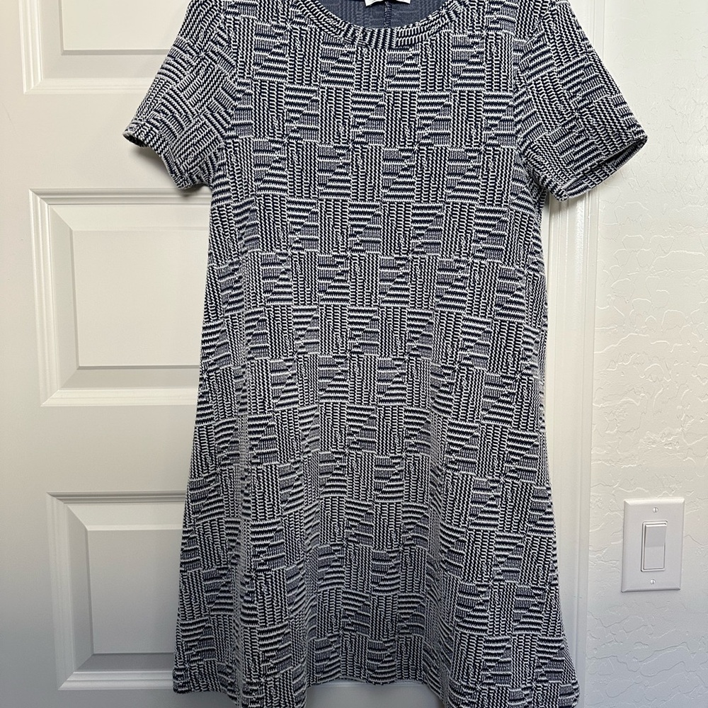 Zara Navy and White Textured Mini Dress